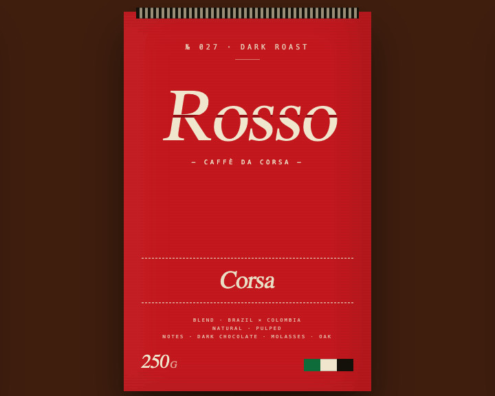Rosso Corsa single-origin coffee bag